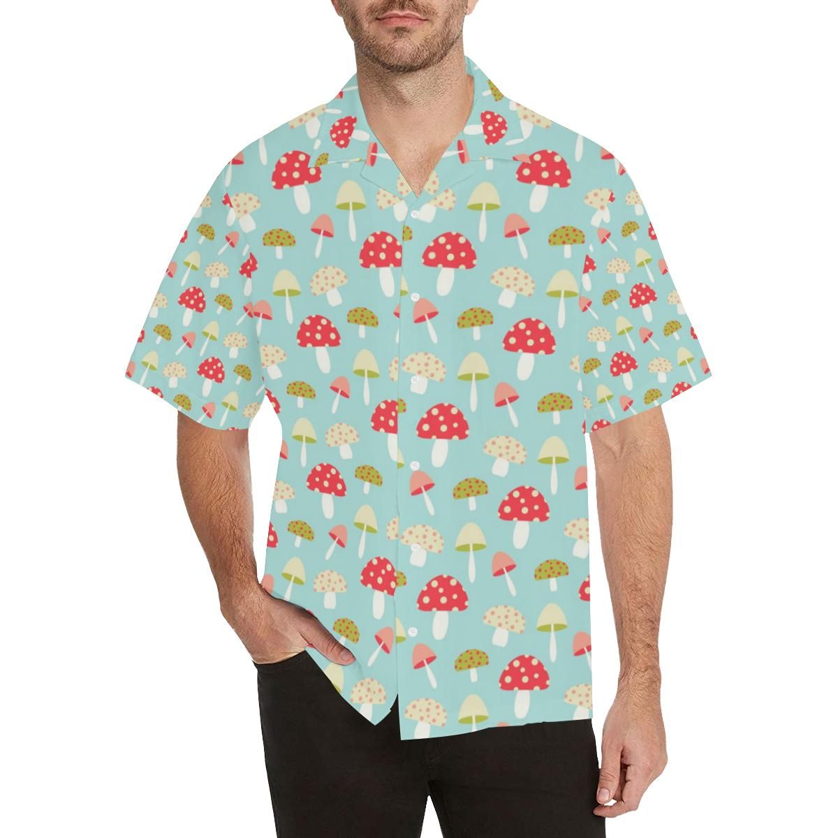 Mushroom Pattern Background Men’s All Over Print Hawaiian Shirt