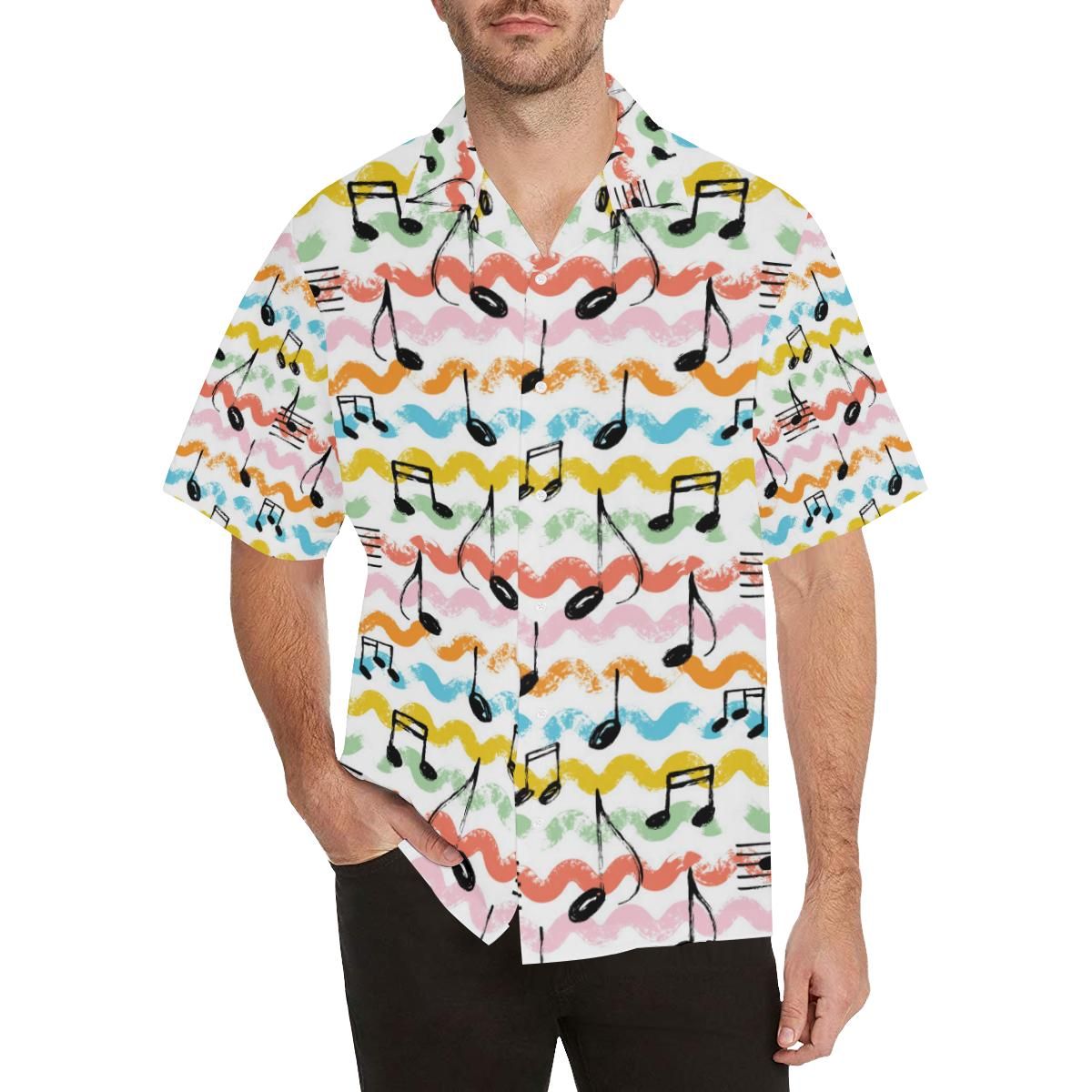 Music Notes Pattern Print Design 01 Men’s All Over Print Hawaiian Shirt (model T58)