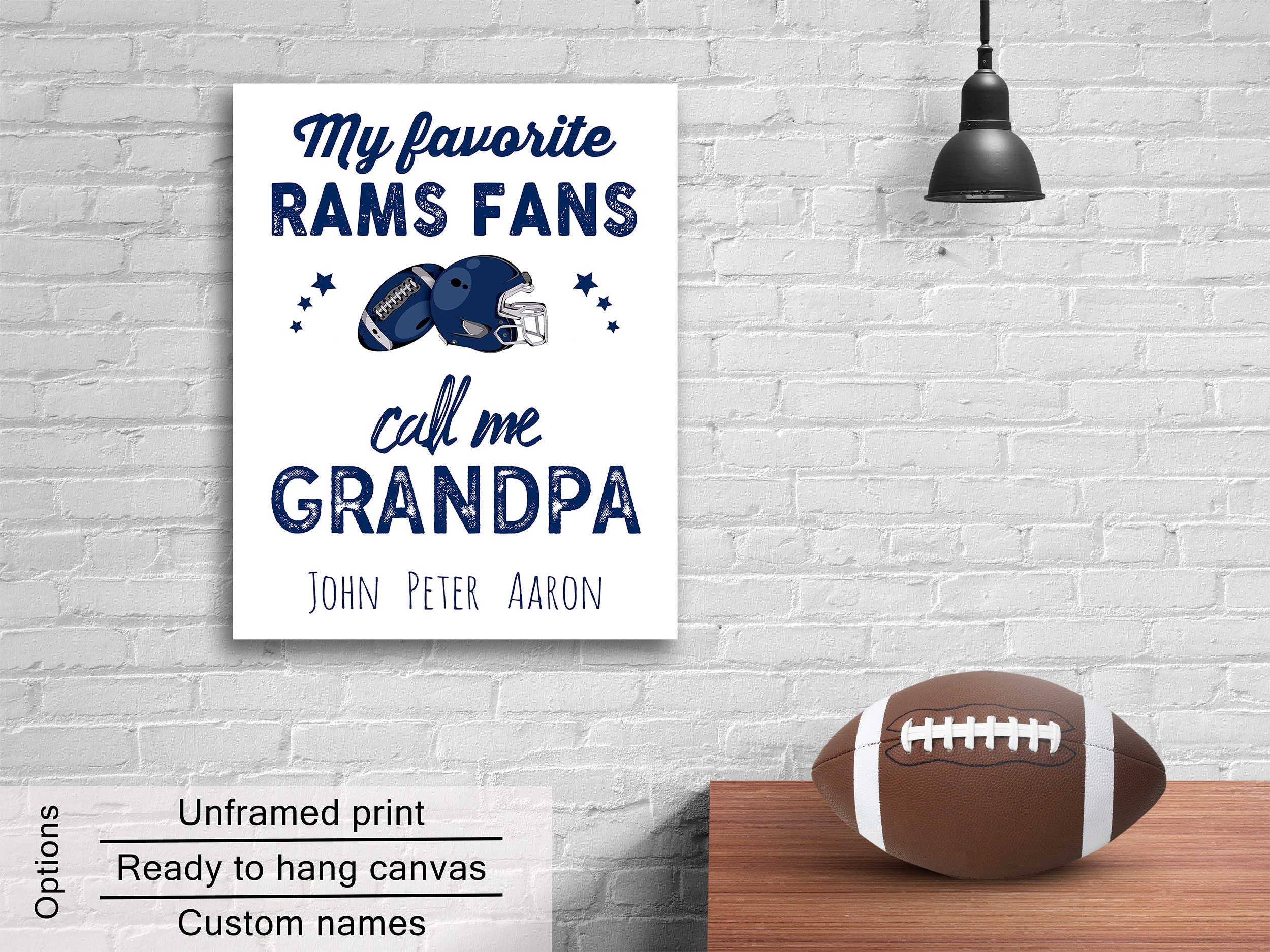 My Favorite Rams Fans Call Me Grandpa Dad Daddy Pop Poster Print or Canvas Los Angeles Rams Football Grandfather Birthday Gift With Names-1