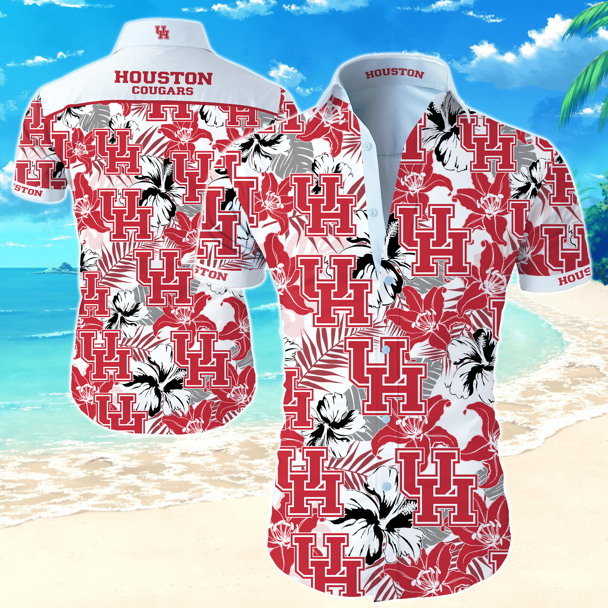 Ncaa Houston Cougars Hawaiian Shirt Big And Tall Hawaiian Shirts