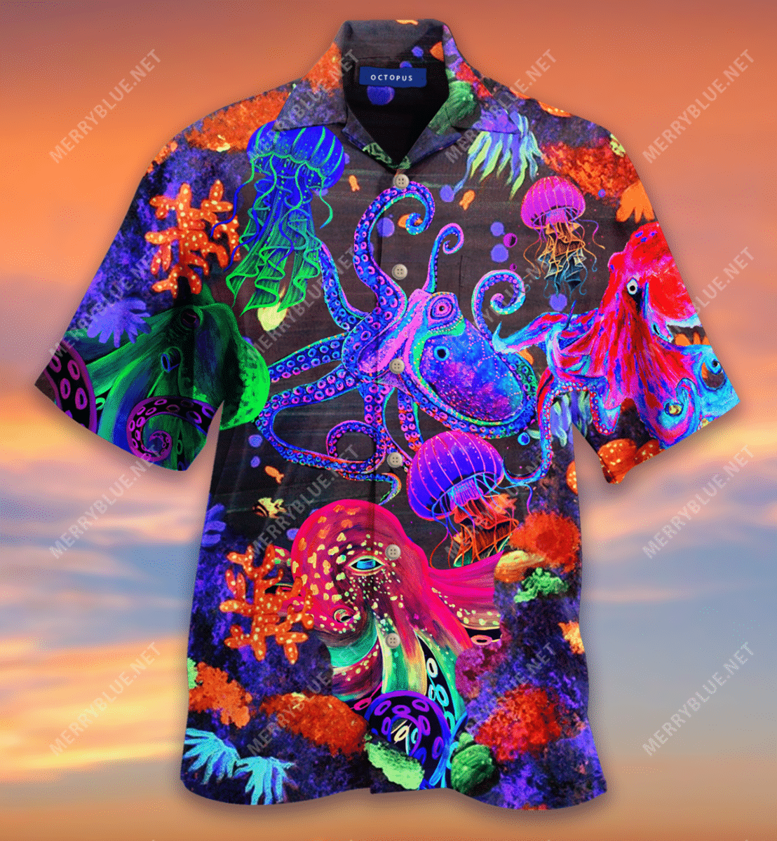 Neon Octopus Hawaiian Shirt