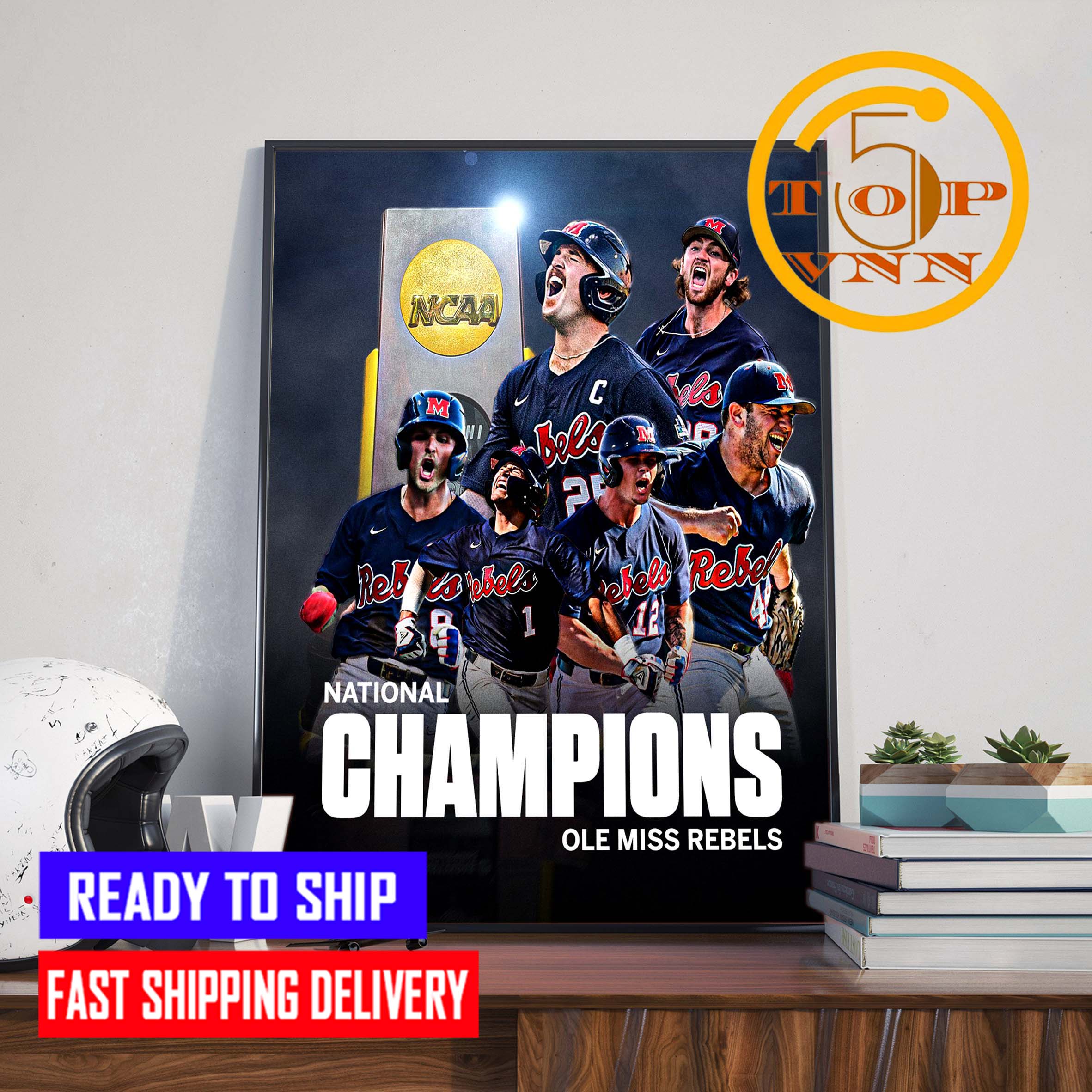 NEW NCAA Baseball National Champions Ole Miss Rebels Champs 2022 MCWS Champions Home Decor Poster Canvas