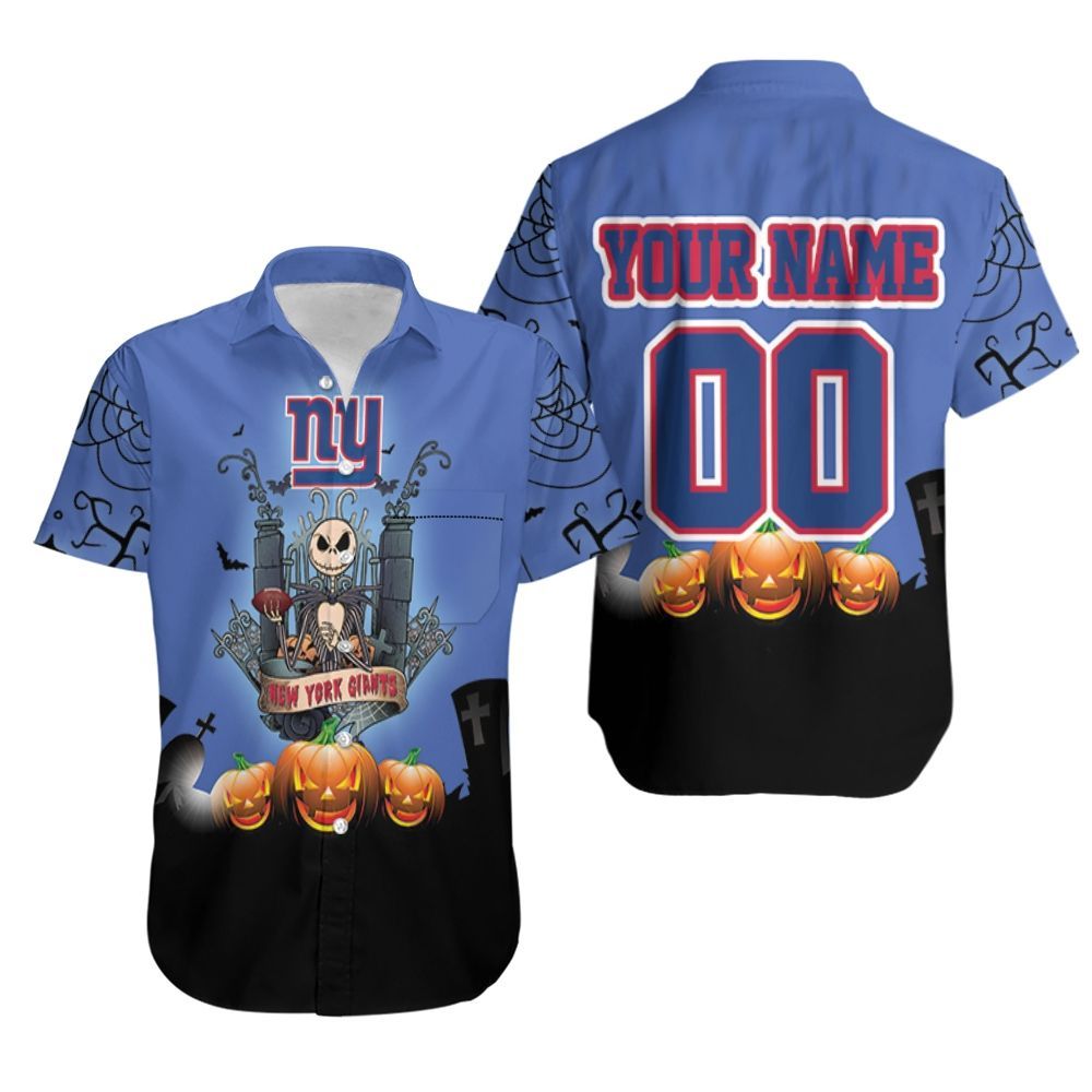 New York Giants And Jack Skellington 3D Personalized Hawaiian Shirt