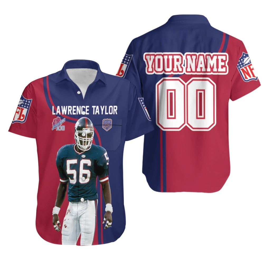 New York Giants Lawrence Taylor 56 Signature 3D Personalized Hawaiian Shirt