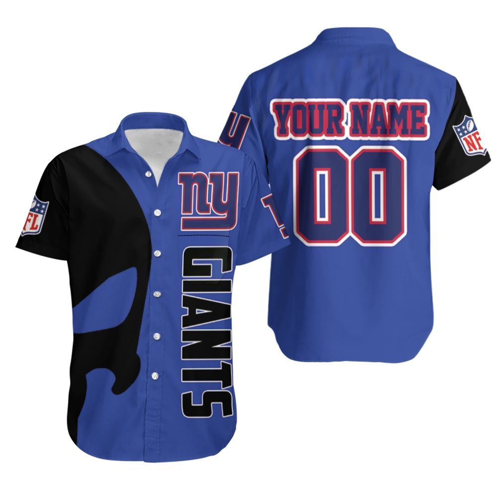 New York Giants Nfl Skull 3D Personalized Hawaiian Shirt