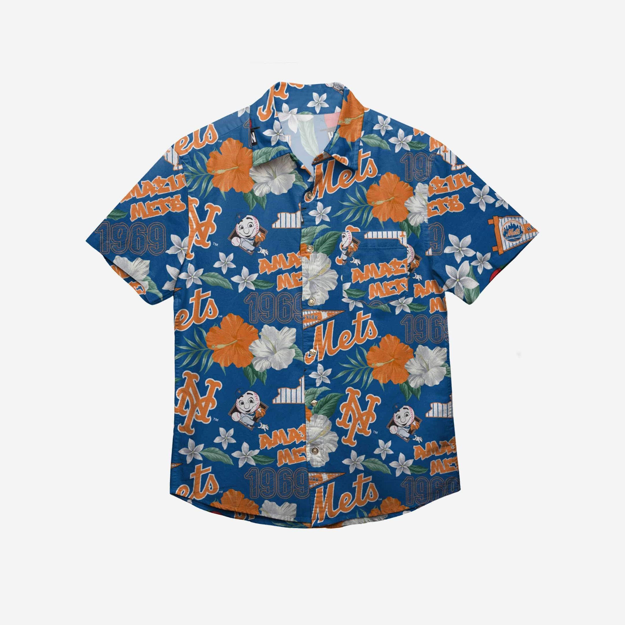 New York Mets City Style Button Up Shirt Big And Tall Hawaiian Shirts