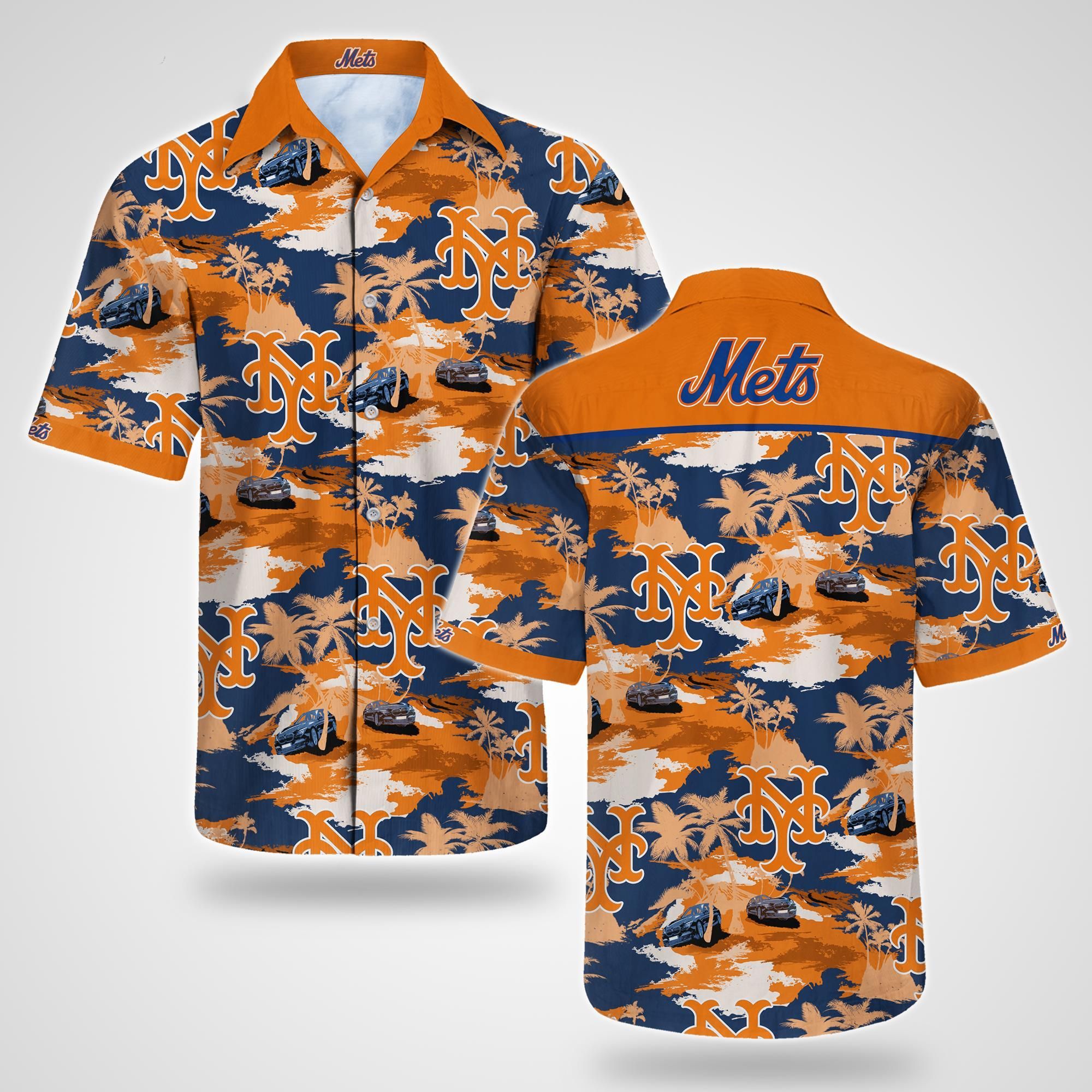 New York Mets City Style Button Up Shirt Big And Tall Hawaiian