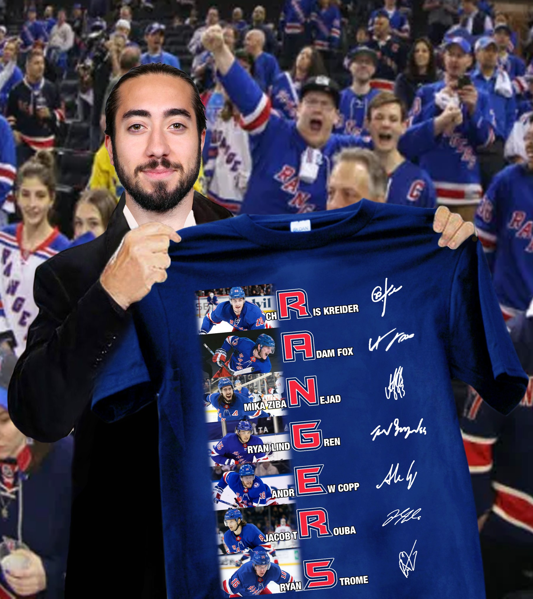 New York Rangers Team Player NHL Signatures Shirt