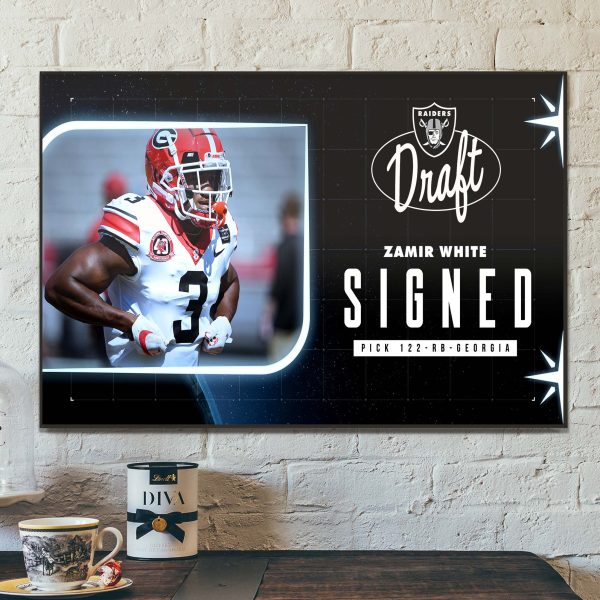 NFL Las Vegas Raiders Signed Fourth Round Draft Pick 122 RB Zamir White Home Decor Poster Canvas