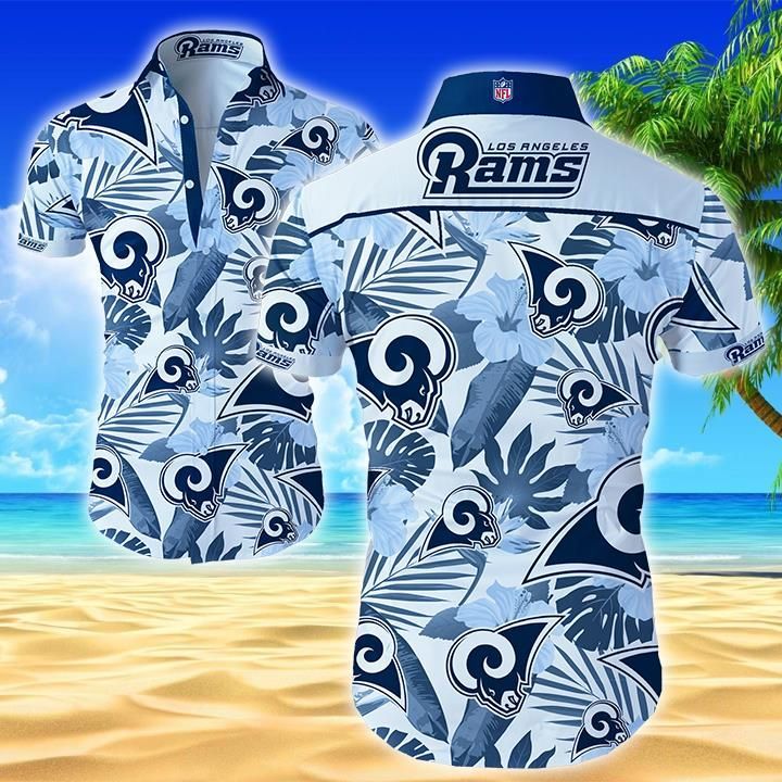 Nfl Los Angeles Rams Classic Premium Hawaiian Shirt Summer Button Up Shirt For Men Beach Wear Short Sleeve Hawaii Shirt