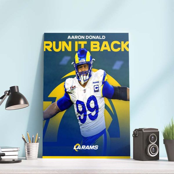 NFL Los Angeles Rams Super Bowl Champion Aaron Donald Run It Back Decor Poster Canvas
