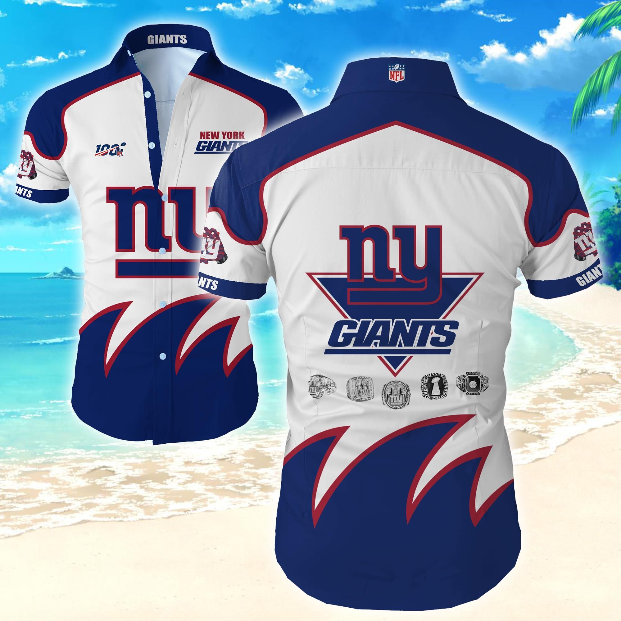 Nfl New York Giants Hawaiian Shirt Tropical Shirt Mens Flor Summer Button Up Shirt For Men Beach Wear Short Sleeve Hawaii Shirt