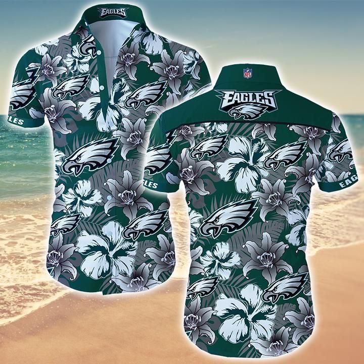 Nfl Philadelphia Eagles Hawaiian Shirt Mywkc Summer Button Up Shirt For Men Beach Wear Short Sleeve Hawaii Shirt