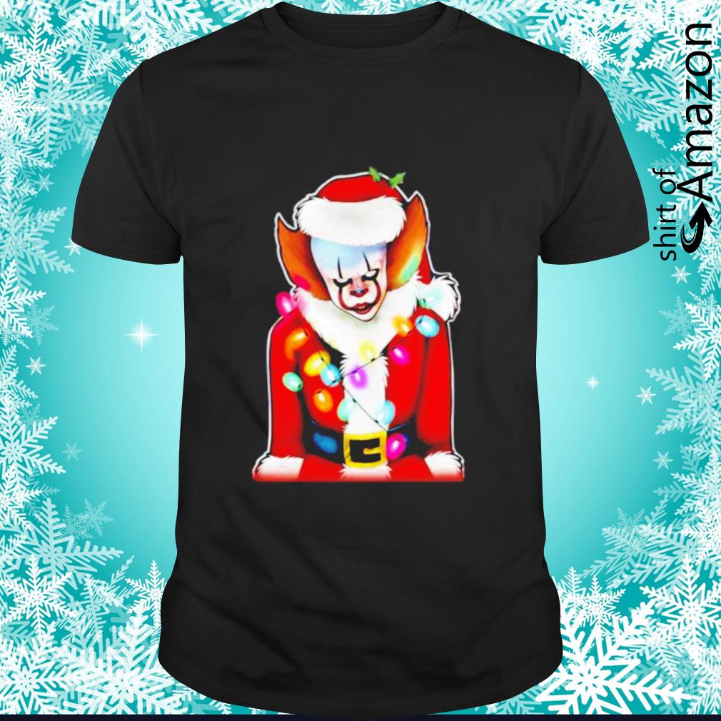 Nice Santa Claus Christmas lights IT Pennywise shirt