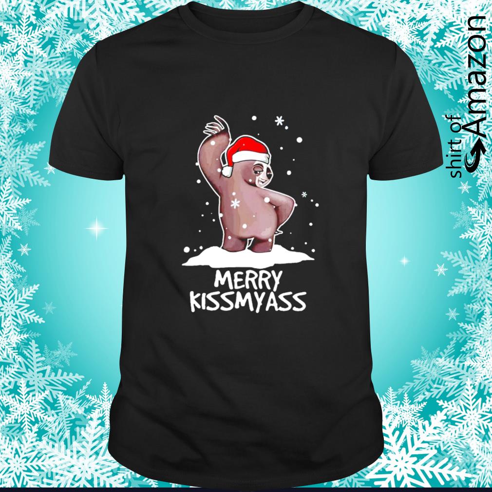 Nice sloth Merry Christmas Kissmyass funny shirt