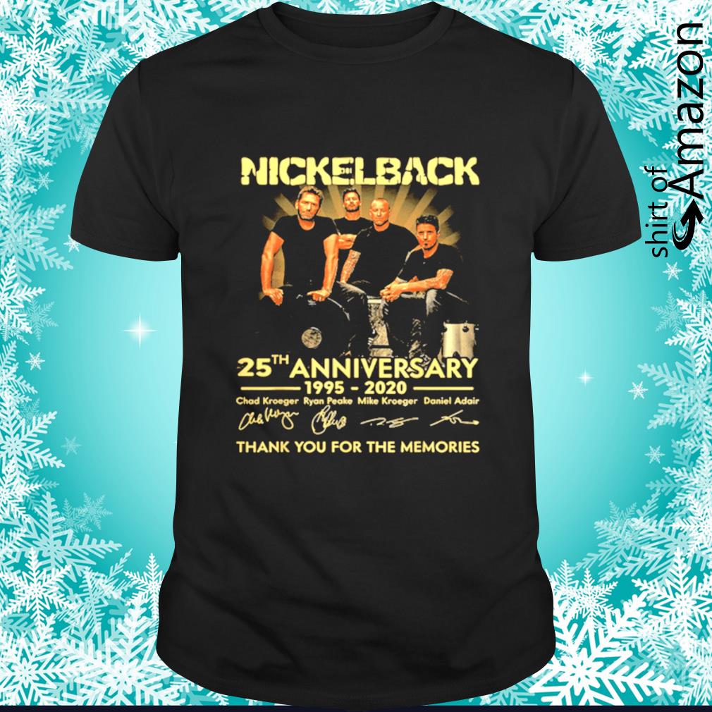 Nickelback Metal Rock band 25th anniversary 1995-2020 thank you for the memories signatures shirt