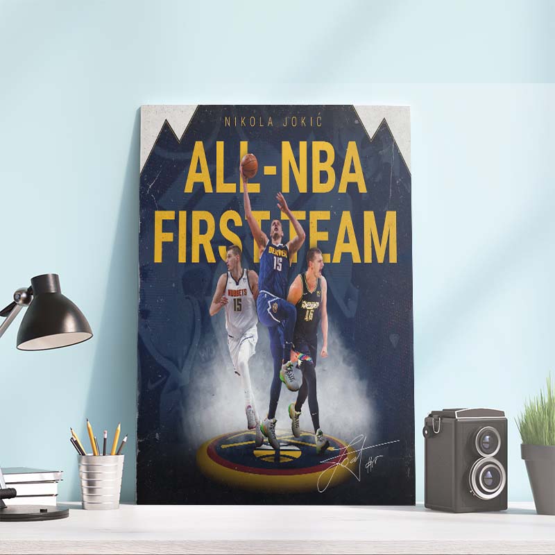 Nikola Jokic All-NBA First Team Denver Nuggets Art Decor Poster Canvas