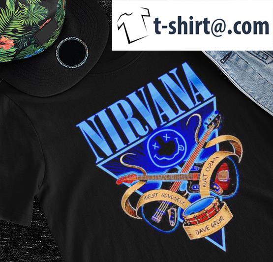Nirvana Krist Novoselic Kurt Cobain Dave Grohl logo shirt
