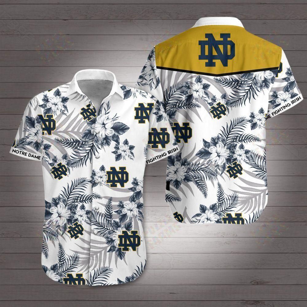 Notre Dame Fighting Irish Hawaii Shirt Summer Button Up Shirt For Men Beach Wear Short Sleeve Hawaii Shirt
