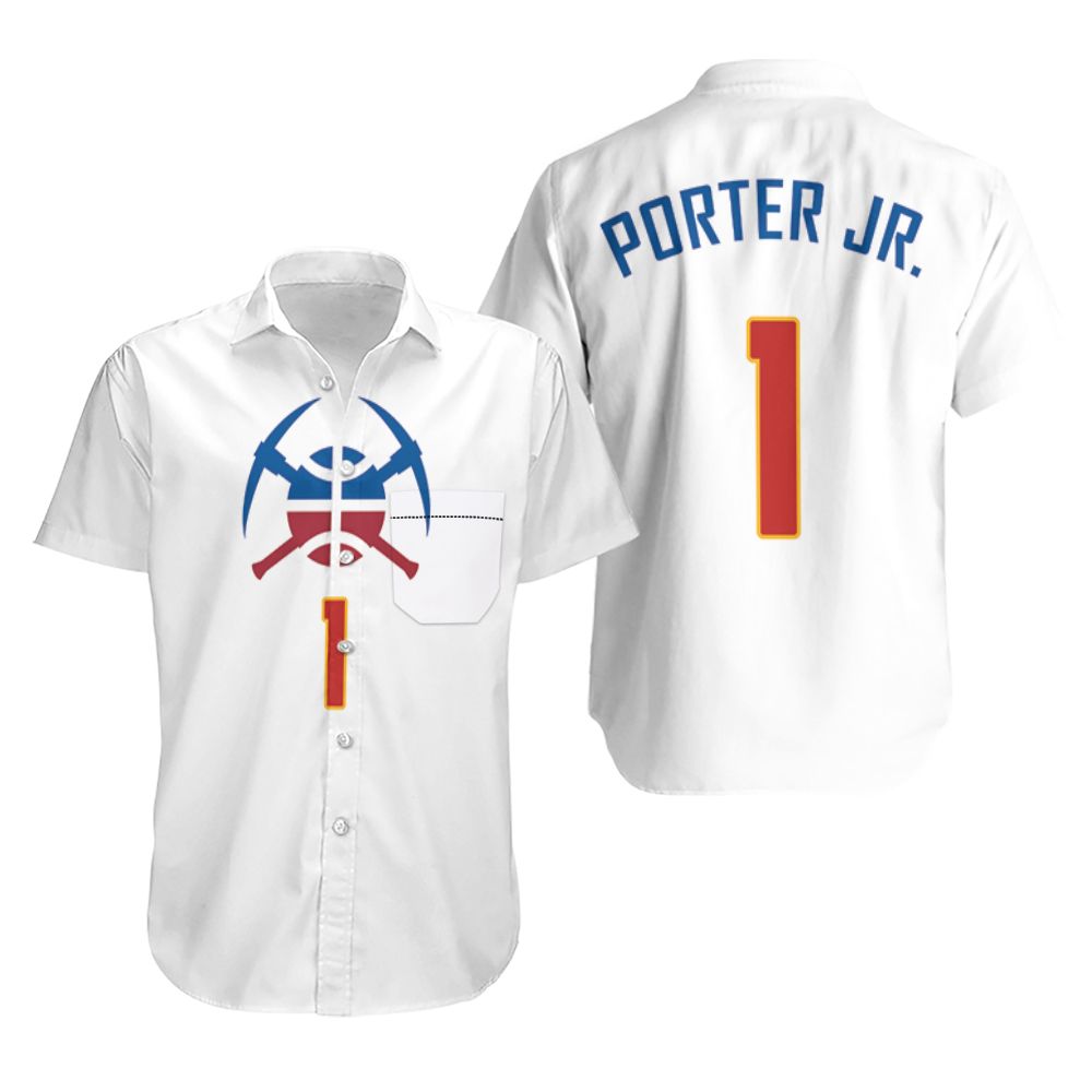 Nuggets Michael Porter Jr 1 2020-21 Earned Edition White Jersey Inspired Style Hawaiian Shirt