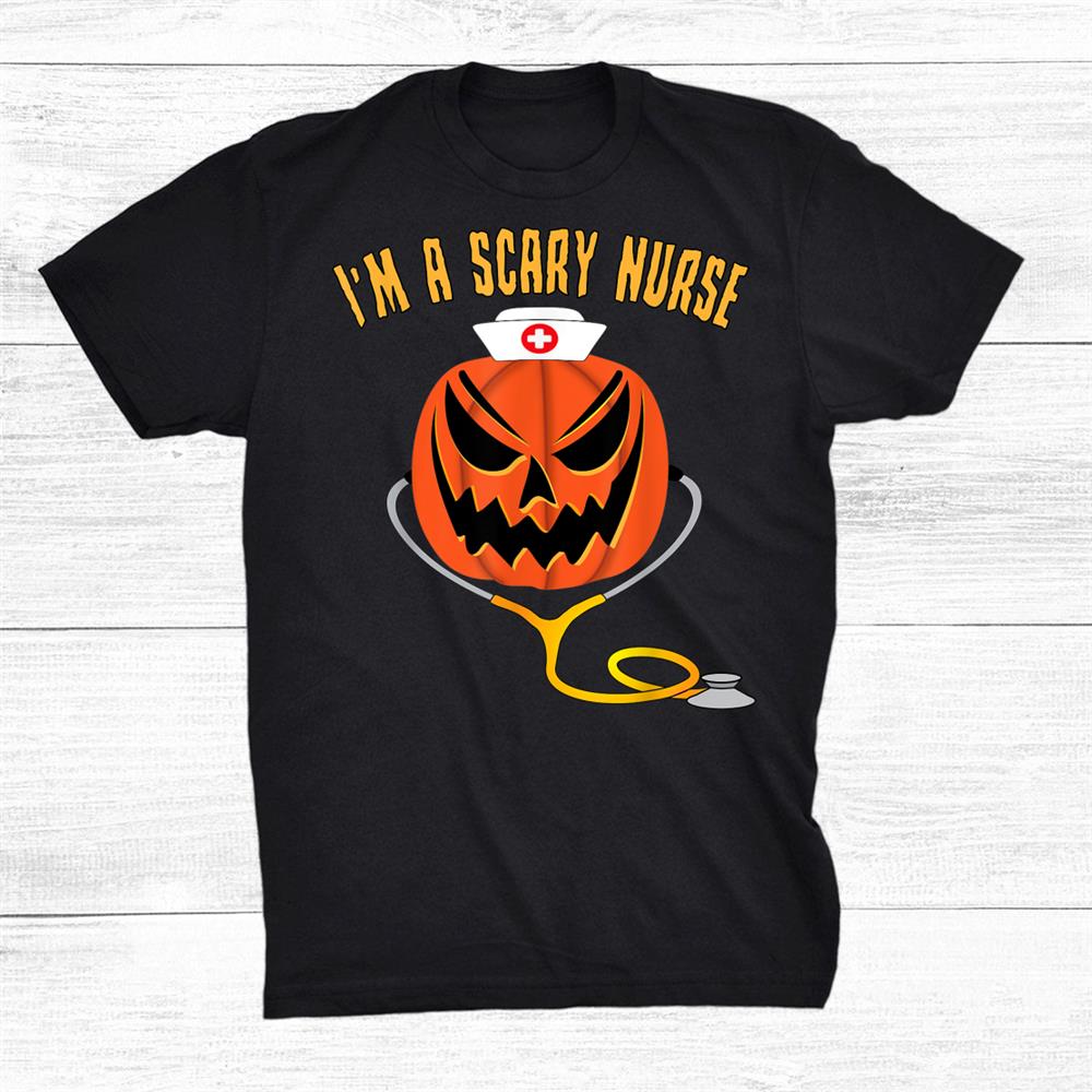 Nurse Halloween Pumpkin Funny Easy Costume Scary Stethoscope Shirt