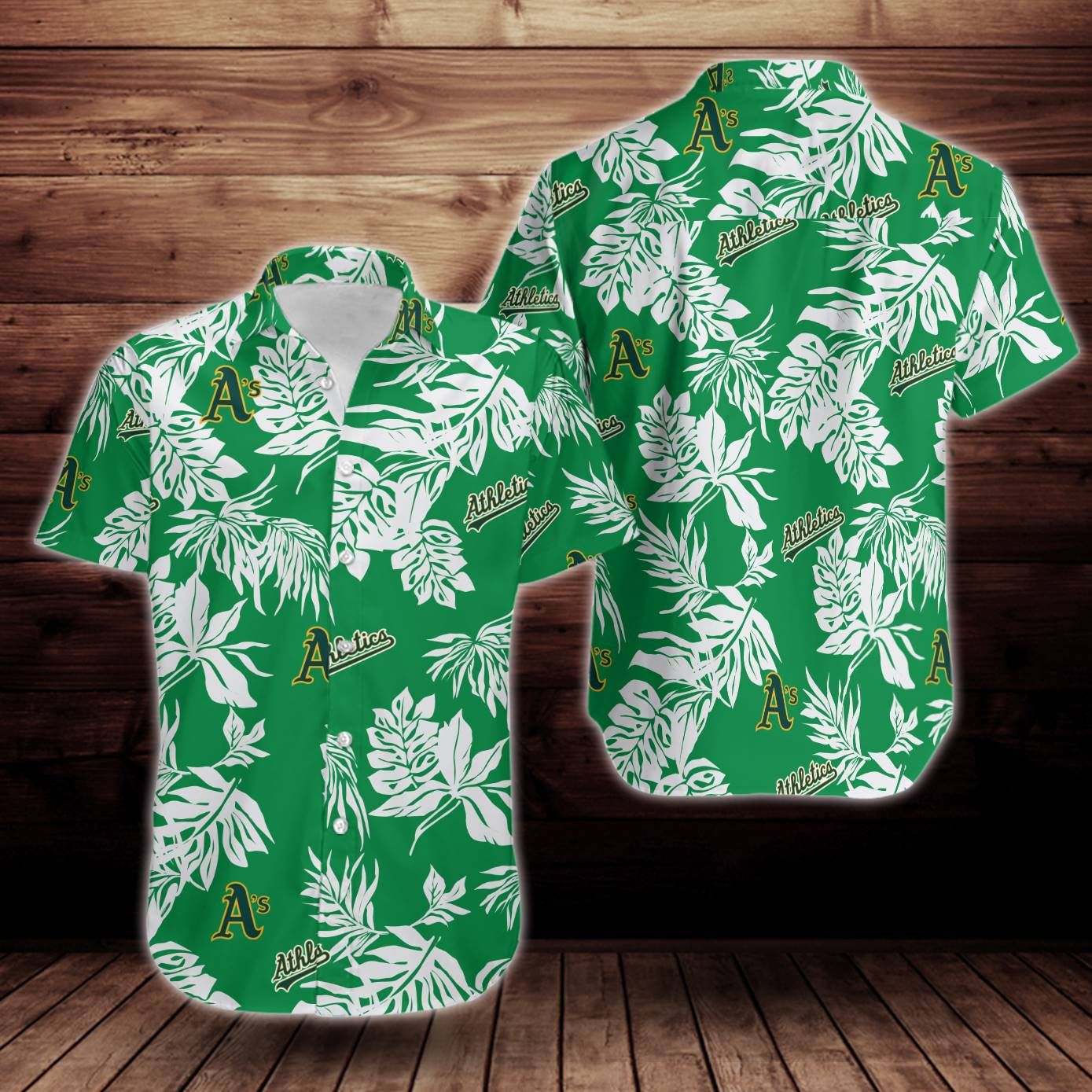Oakland A_s Tropical Flower Short Sleeve Hawaiian Shirt Big And Tall Hawaiian Shirts