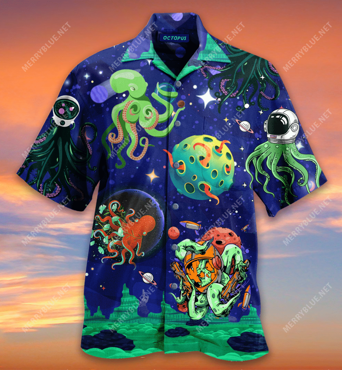 Octopus Invades Space Hawaiian Shirt
