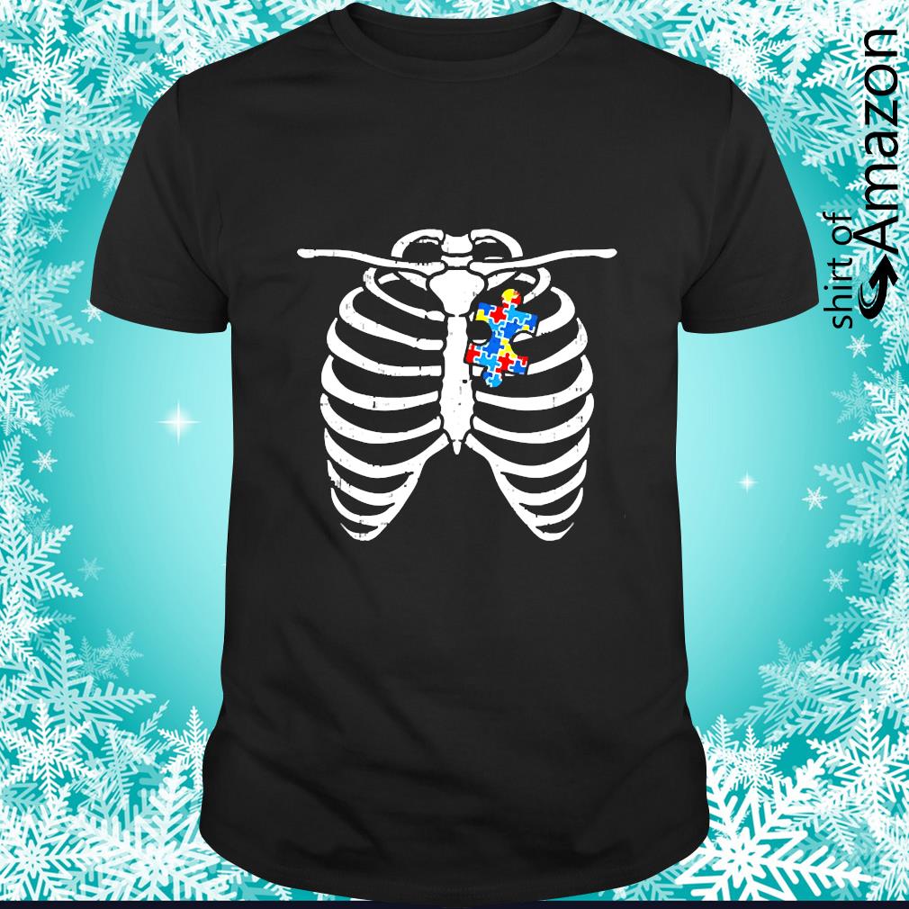 Official autism awareness puzzle skeleton X ray shirt