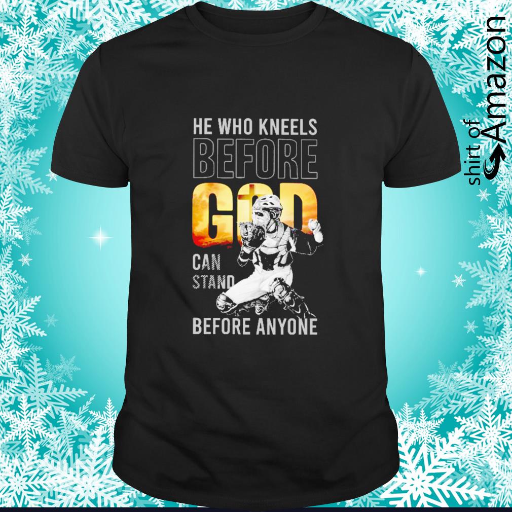 Official Baseball he who kneels before God can stand before anyone shirt