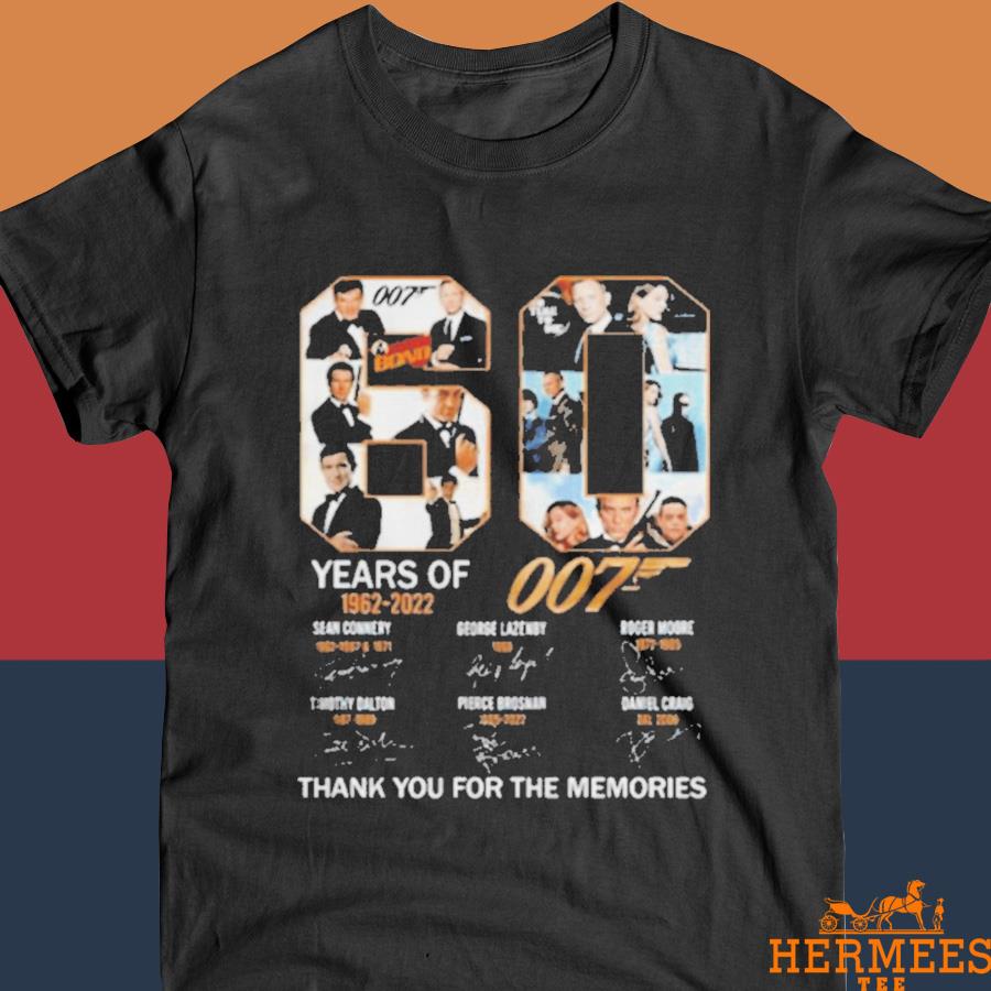 Official James Bond 007 60 Years Of 1962 2022 Thank You For The Memories Signatures Shirt