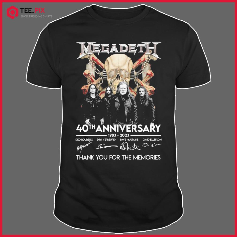 Official Megadeth 40th Anniversary 1983-2023 Signatures Thank You For The Memories Shirt