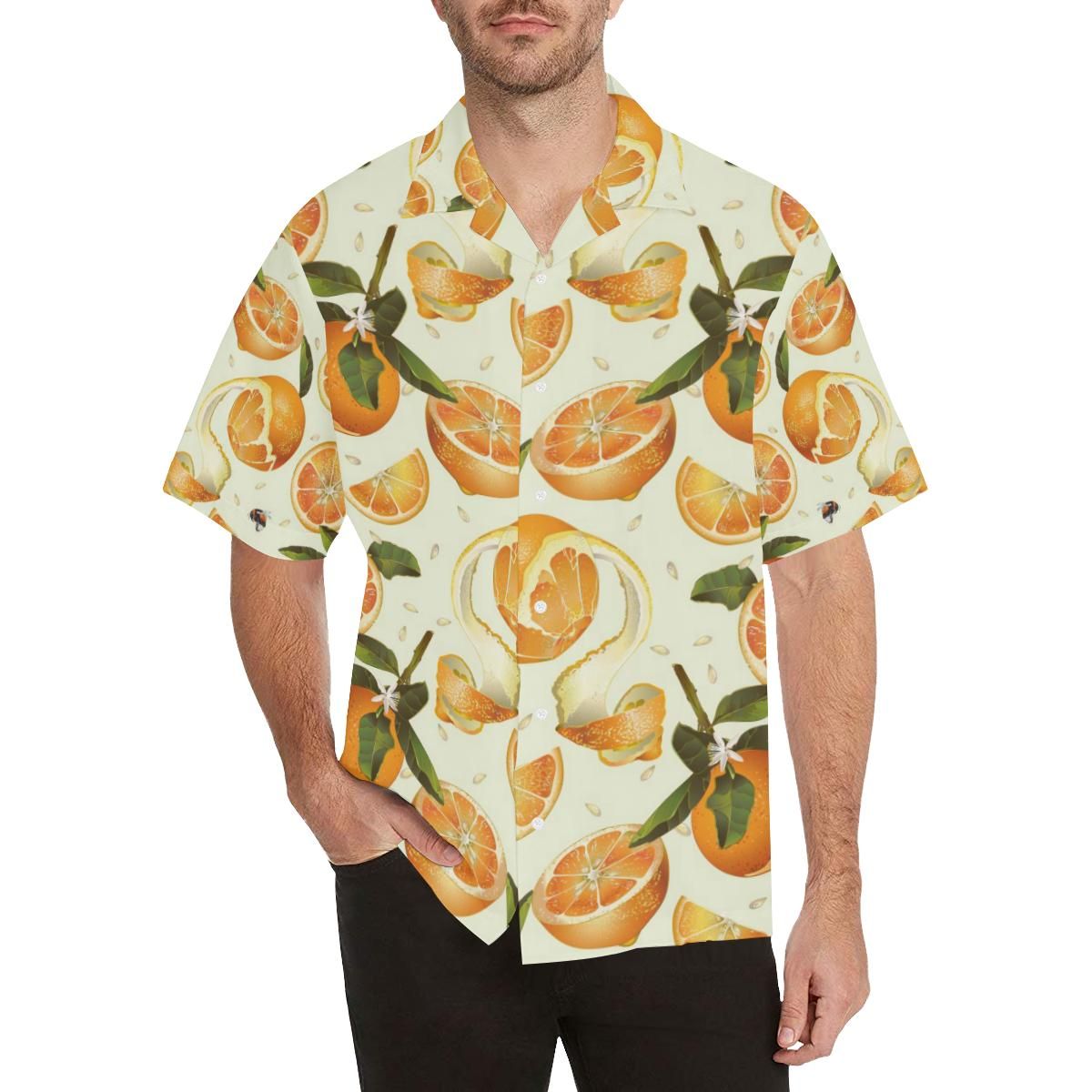 Orange Pattern Men’s All Over Print Hawaiian Shirt