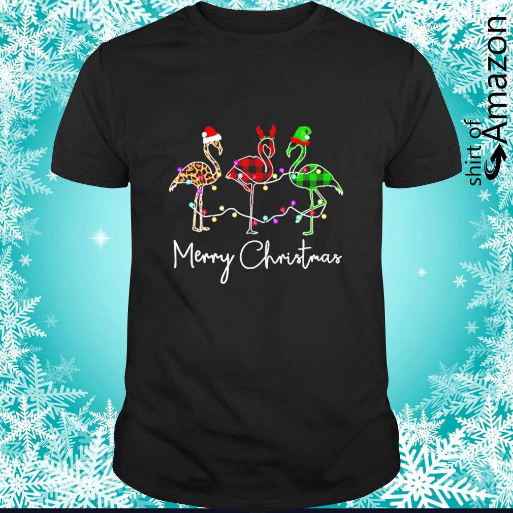 Original flamingos Merry Christmas Lights shirt