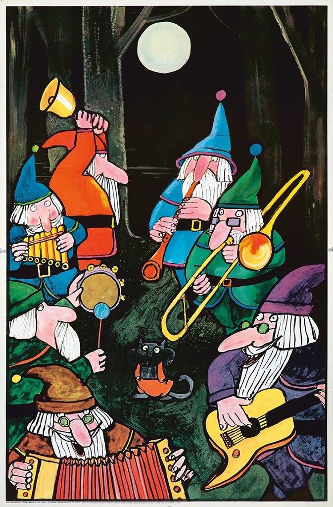 Original Vintage Poster Tomi Ungerer Snow Whte Seven Dwarfs Fairytale Children Story