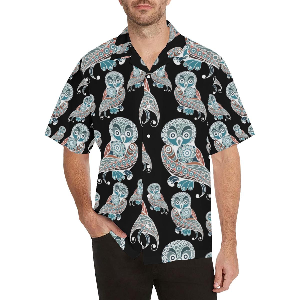 Owl Tribal Pattern Men’s All Over Print Hawaiian Shirt