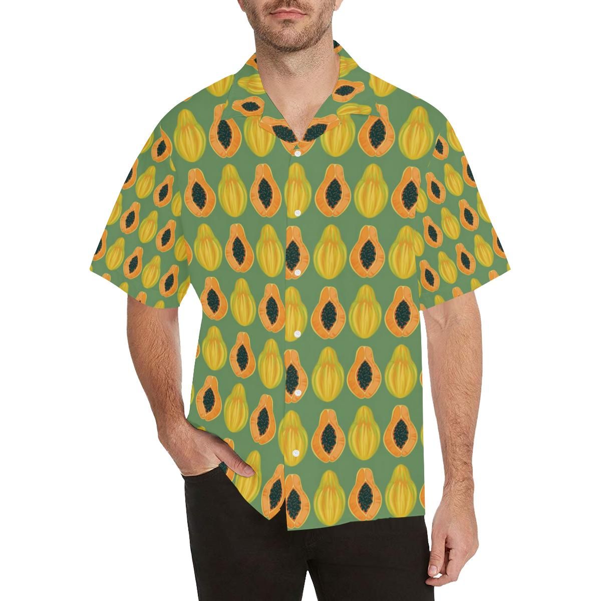 Papaya Pattern Background Men’s All Over Print Hawaiian Shirt
