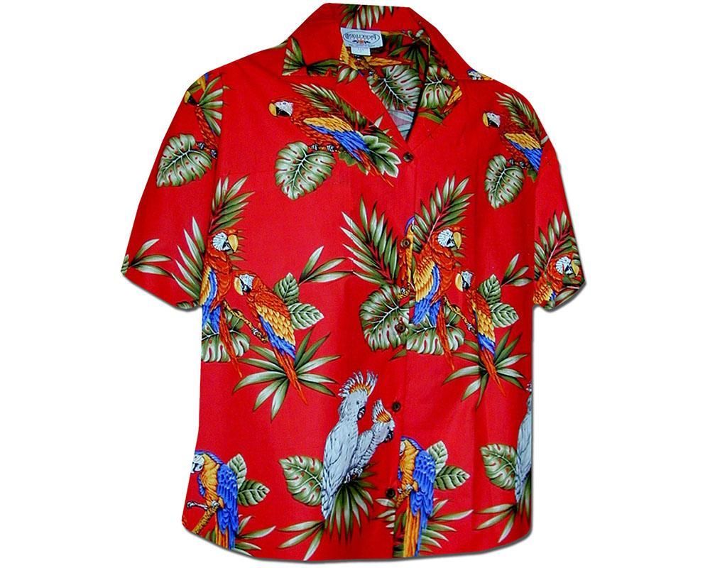 Parrot Jungle Red Women’s Hawaiian Shirt