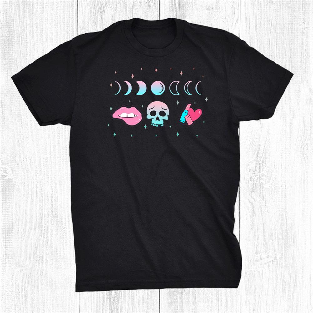 Pastel Goth Skull Crescent Moon Kawaii Make Up Witch Shirt