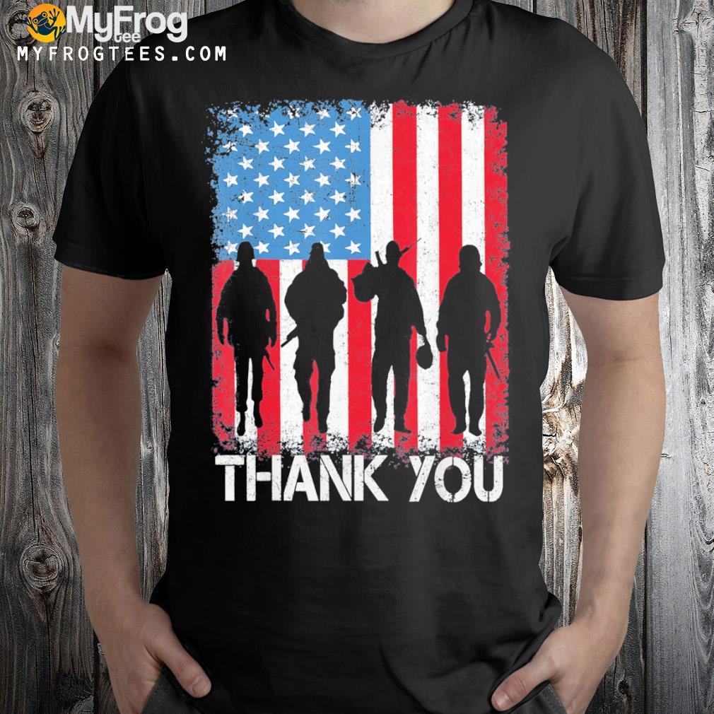 Patriotic American flag thank you shirt