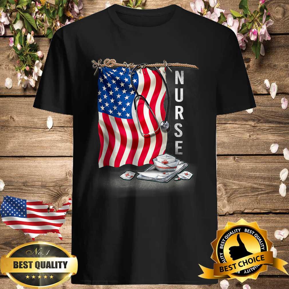 Patriotic Nurse 4th Of July American Flag Sunflower Love T-Shirt