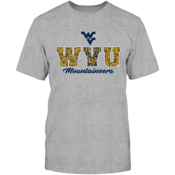 Patterned WVU Shirt West Virginia Mountaineers Gold Apparel FanPrint