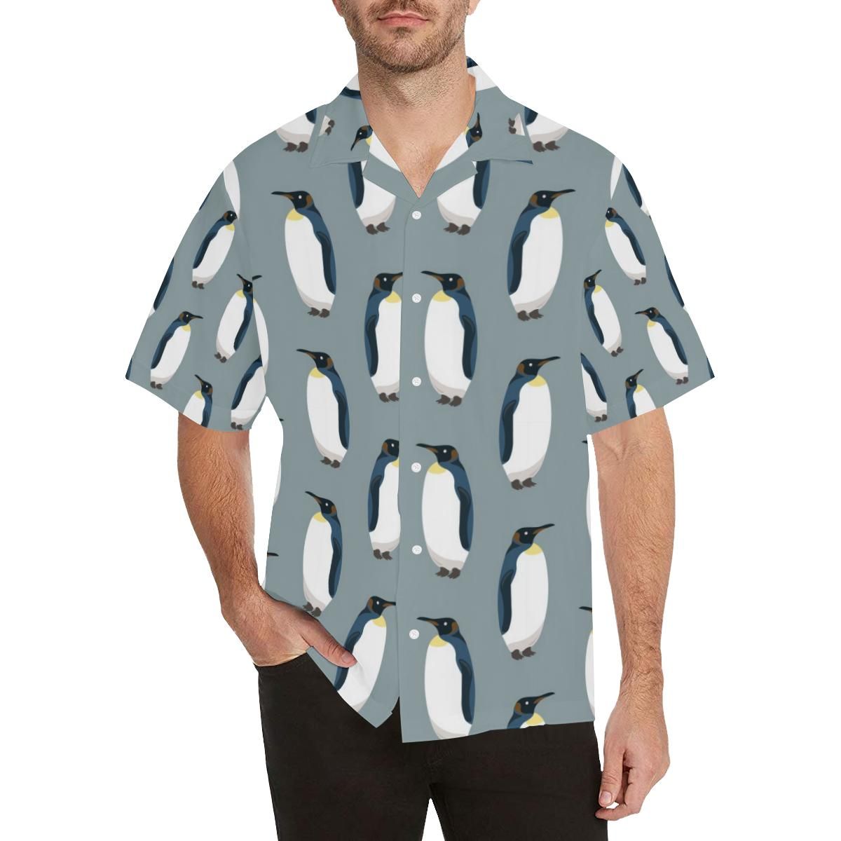 Penguin Pattern Theme Men’s All Over Print Hawaiian Shirt