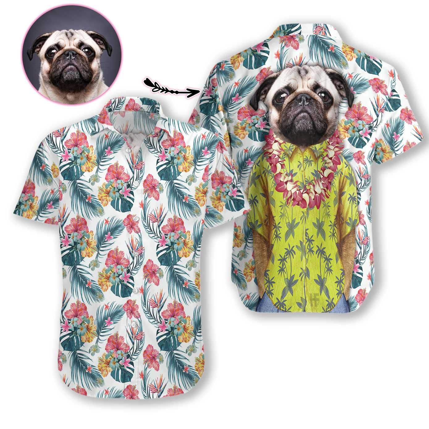 Personalized Aloha Dogs Man Hawaiian Shirts Custom Your Pet Photo #H