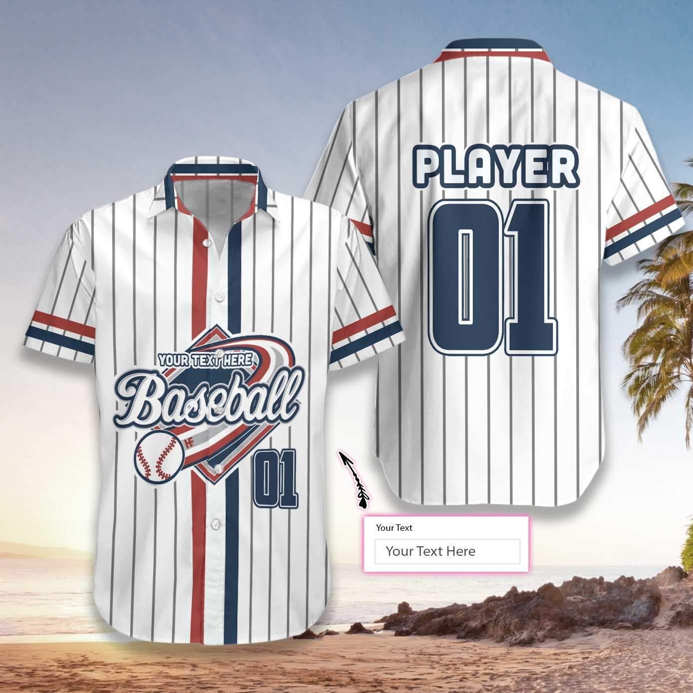 Personalized Baseball Lover Hawaiian Aloha Shirts Custom Your Text #L