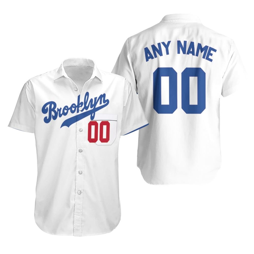 Personalized Brooklyn Dodgers Any Name 00 2020 MLB Team White Jersey Inspired Style Hawaiian Shirt