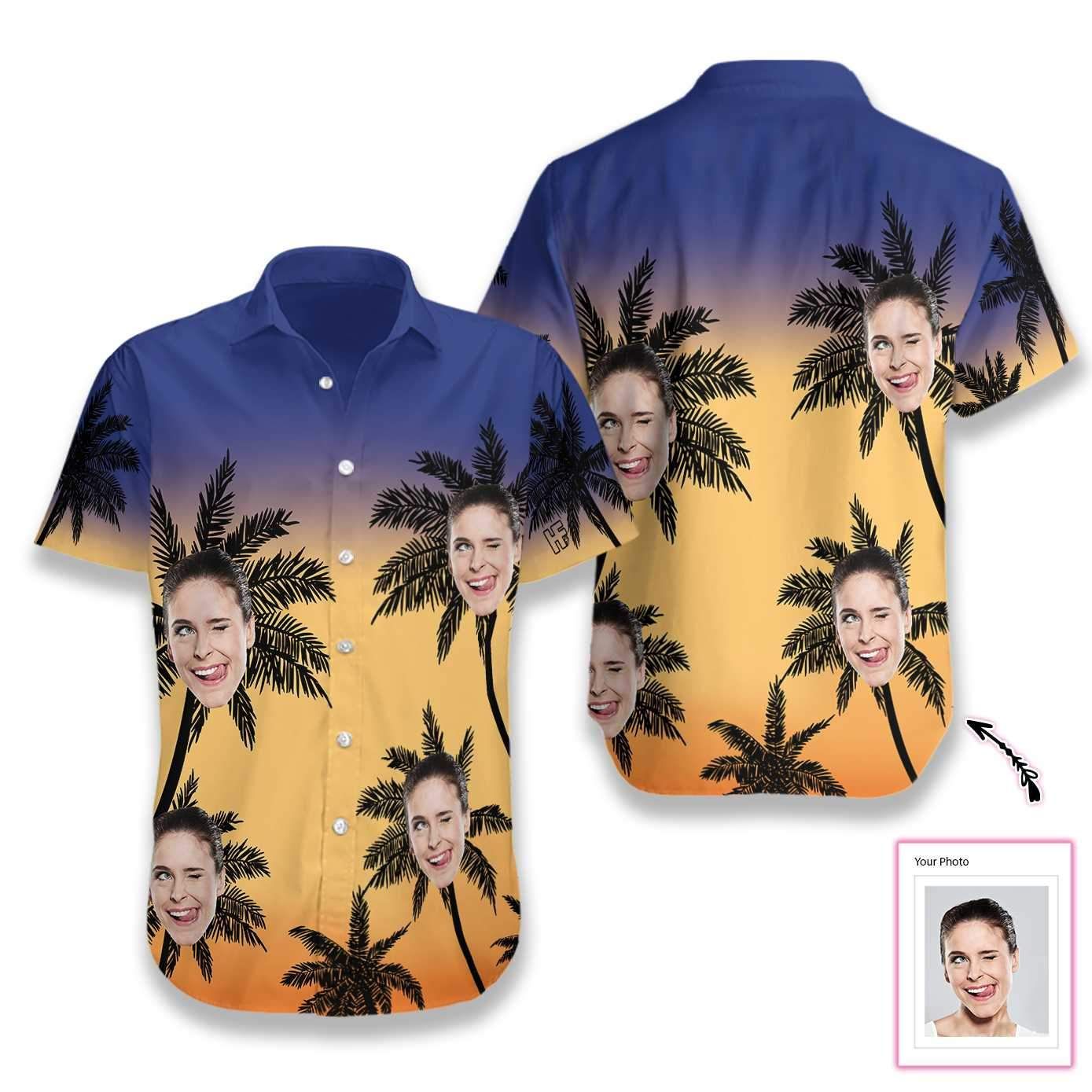 Personalized Custom Face Palm Tree Hawaiian Aloha Shirts #H
