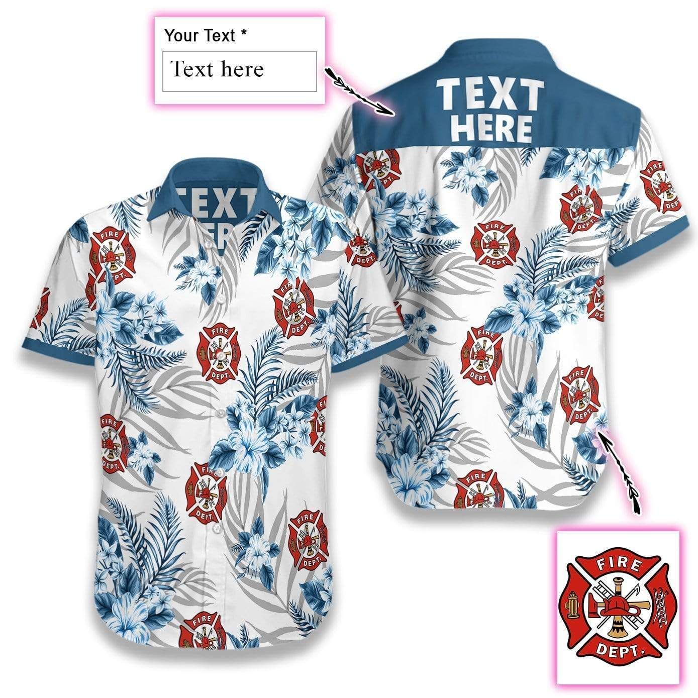 Personalized Firefighter Hawaiian Aloha Shirts Custom Text #V