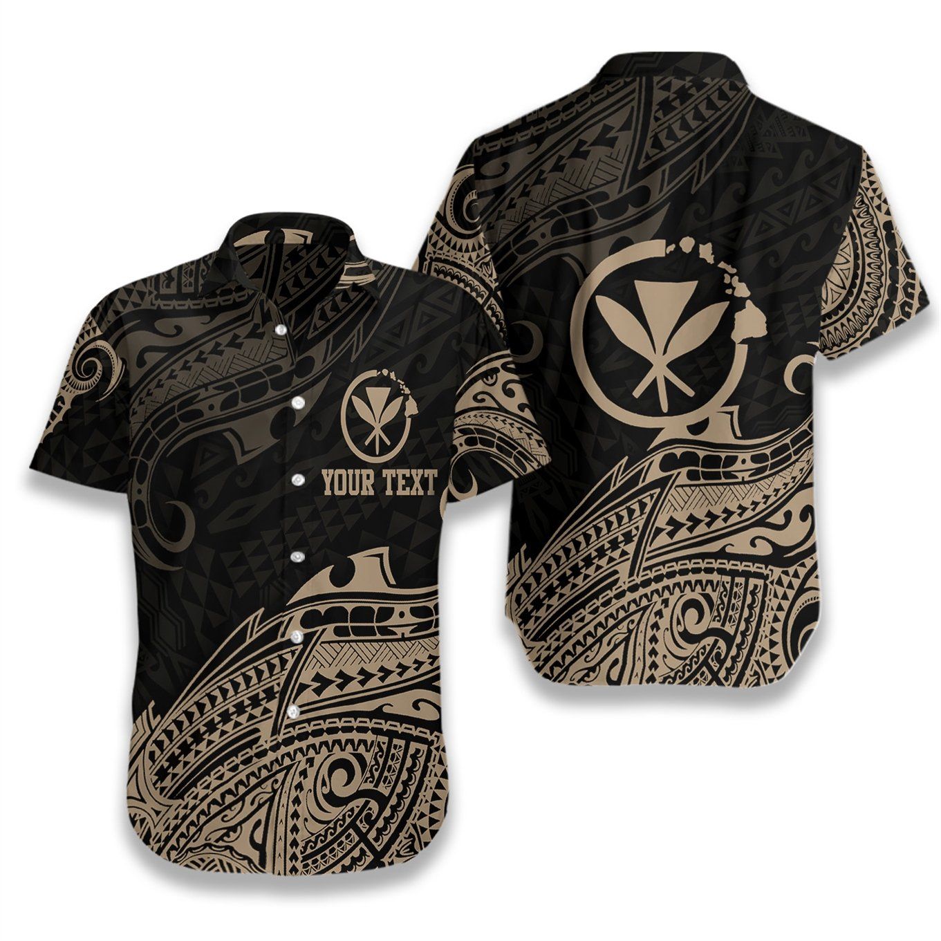 Personalized Hawaiian Gold Tribal Wave Ez14 2508 Custom Hawaiian Shirt Big And Tall Hawaiian Shirts
