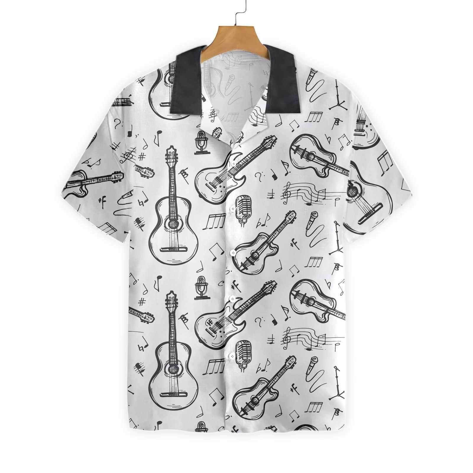 Personalized My Favorite Guitarist Guitar Pattern Hawaiian Aloha Shirts #dh Big And Tall Hawaiian Shirts
