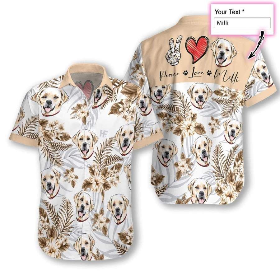 Personalized Peace Love Labrador Custom Hawaiian Aloha Shirts Big And Tall Hawaiian Shirts